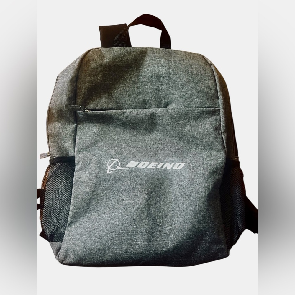 Boeing Aviation Backpack Gray Logo Laptop Travel School Bag NWOT